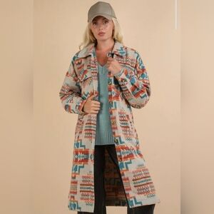 NEW!!! Aztec Women's Multicolor Patterned Sweater Coat,Sz Large,NWT